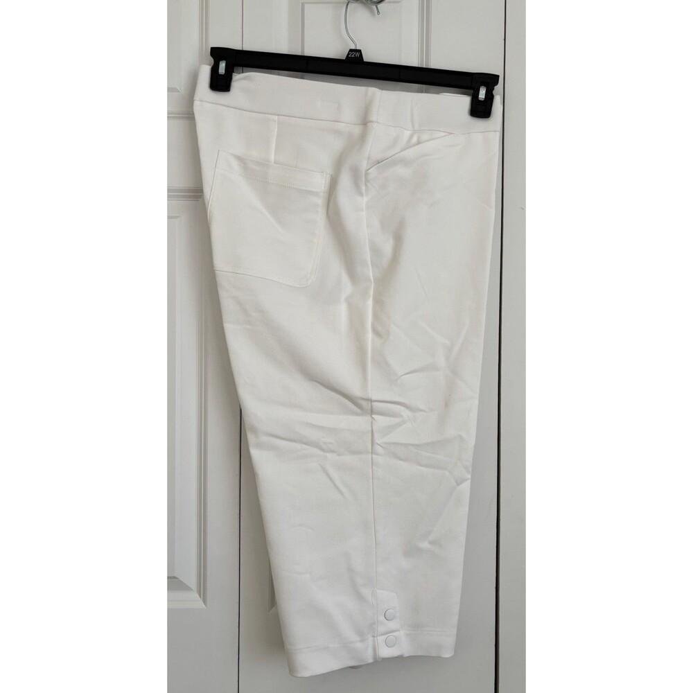 WOMEN'S CAPRIS CROPPED PANTS PLUS SIZE 22W WHITE PULLOVER POCKETS HIGH RISE